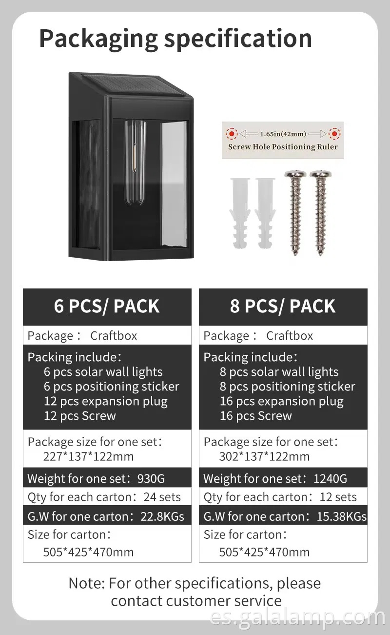 Lámpara de pared exterior sensible a la luz sin perforación